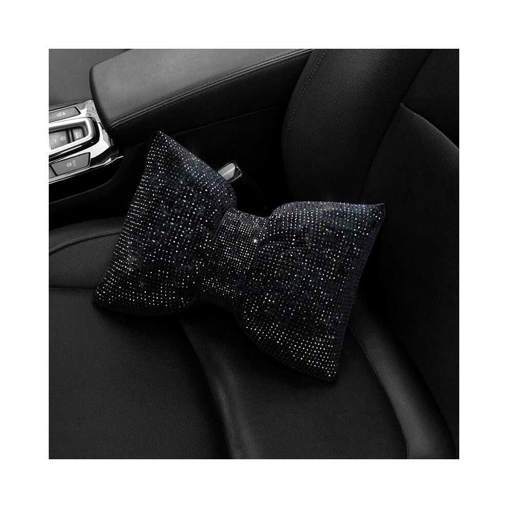 Maxpower ( Neck Pillow) 1Pc Diamond Crystal Bowknot Car Neck Pillow Rhinestone Auto Headrest Seat Black