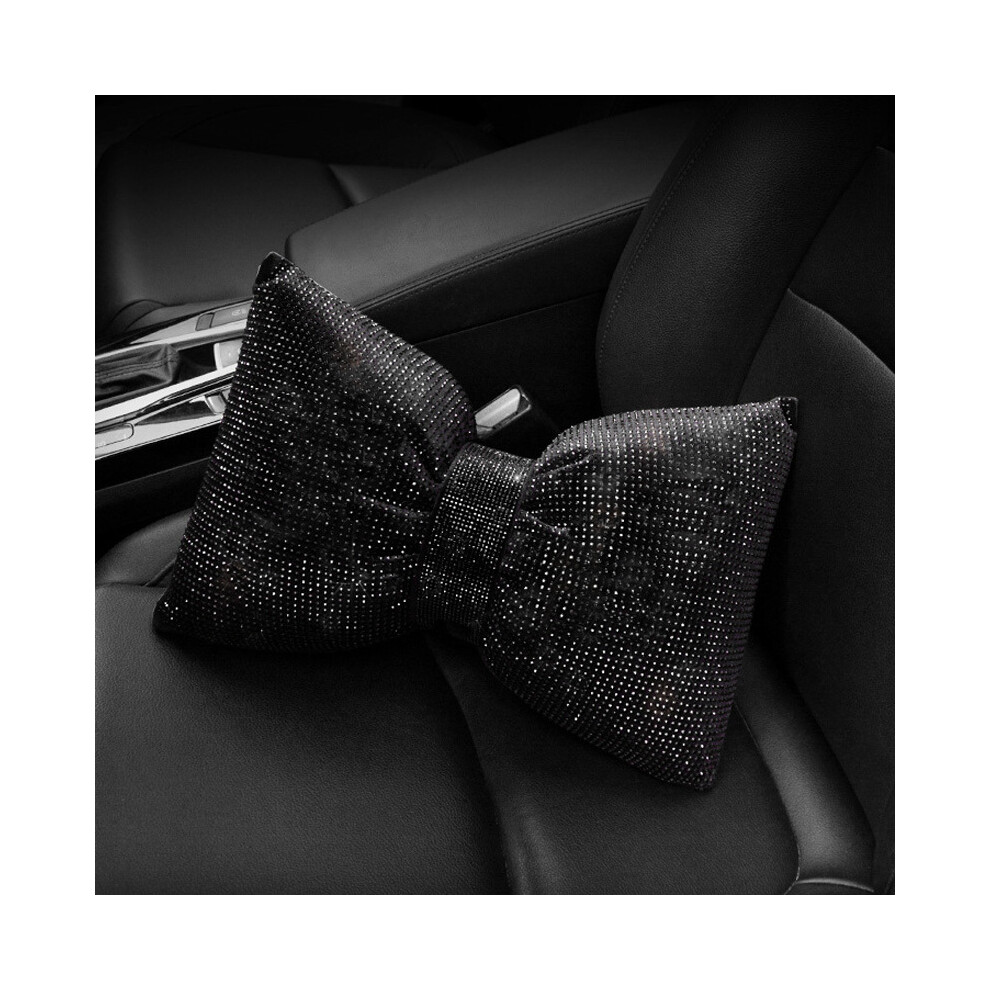 Maxpower ( Waist Pillow) 1Pc Diamond Crystal Bowknot Car Neck Pillow Rhinestone Auto Headrest Seat Black