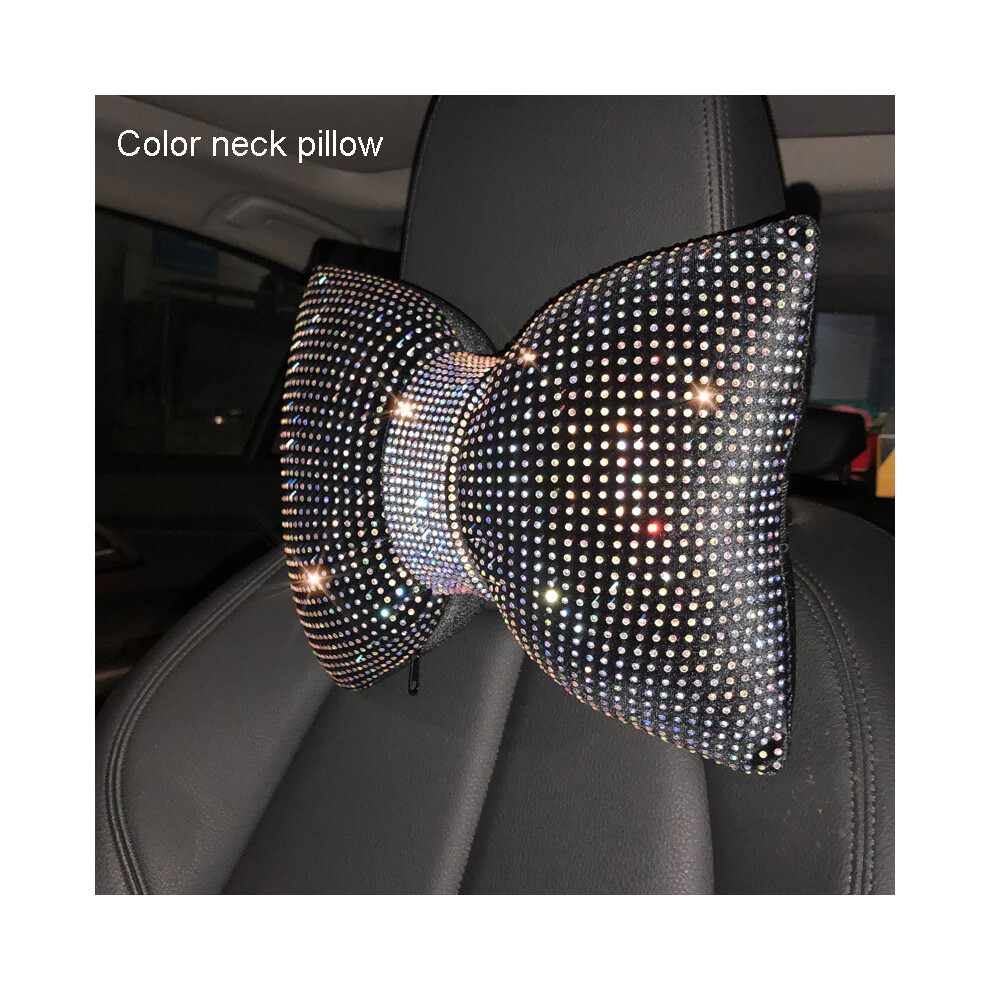 Maxpower (Color Neck Pillow) 1Pc Diamond Crystal Bowknot Car Neck Pillow Rhinestone Auto Headrest Seat