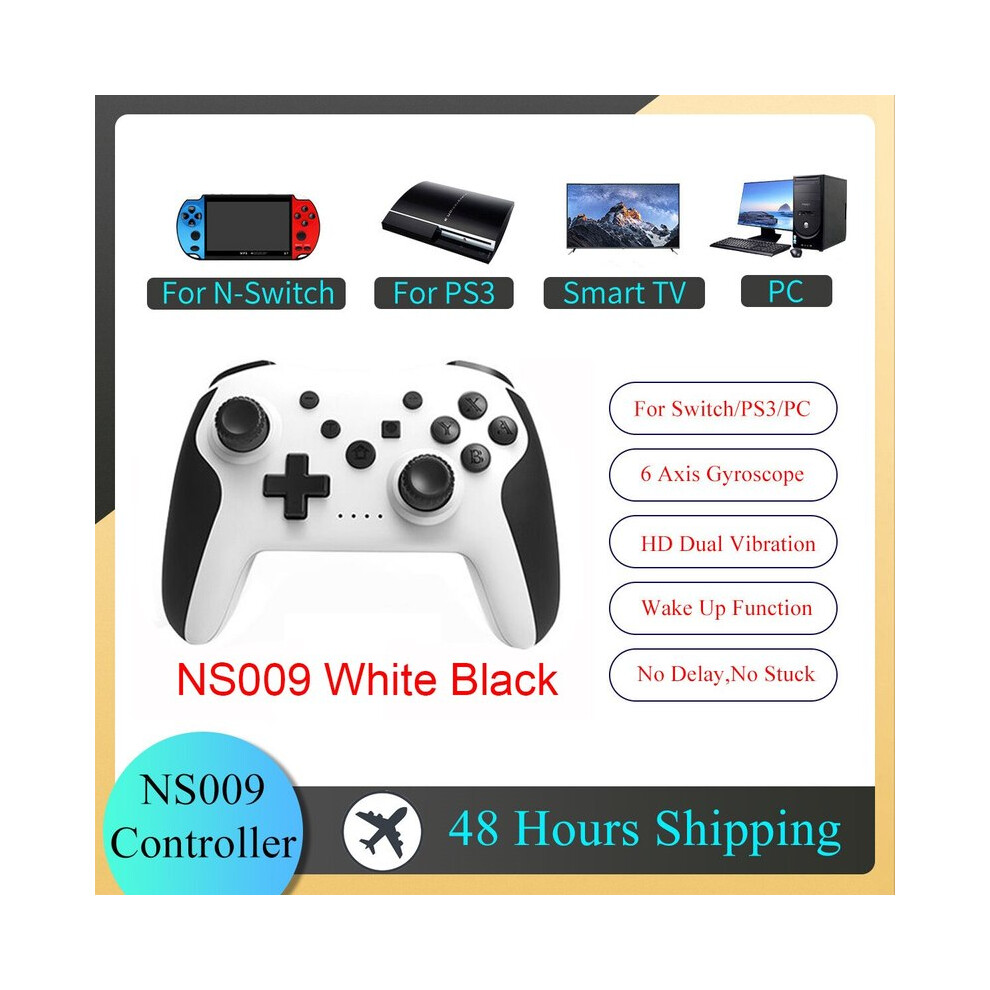 (Blanc noir) NS009 Contrôleur de jeu Bluetooth Manette de jeu sans fil pour console Nintendo Switch
