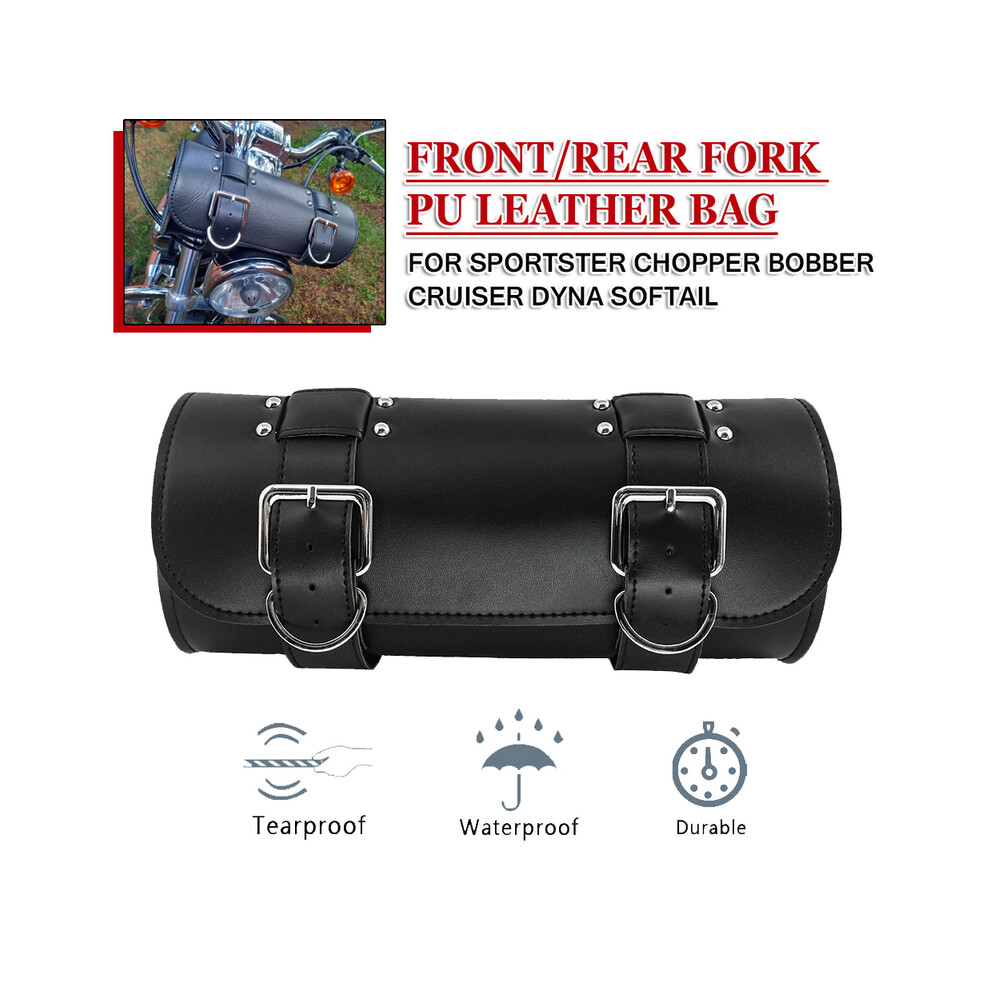 Maxpower Motorcycle Front/Rear Fork Tool Bag For Harley Sportster Dyna Softail Chopper Bobber Cruiser Pu Leather Luggage Bags Saddlebag