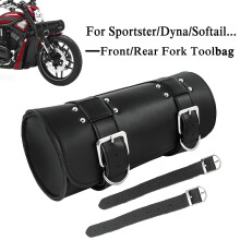Motorcycle Front/Rear Fork Bags For Harley Sportster Chopper Bobber Cruiser Dyna Softail PU Leather Luggage Saddlebag Tool Bag