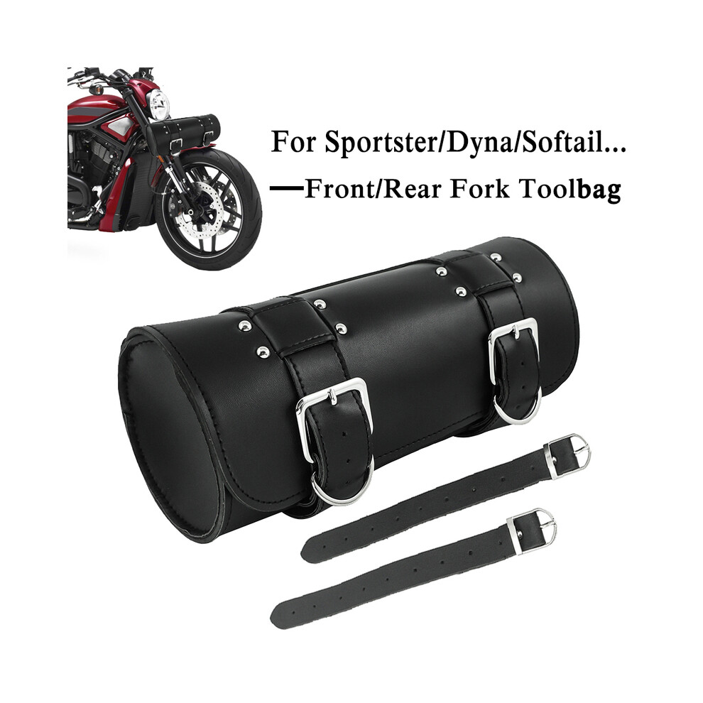 Motorcycle Front/Rear Fork Bags For Harley Sportster Chopper Bobber Cruiser Dyna Softail Pu Leather Luggage Saddlebag Tool Bag 9190758469479