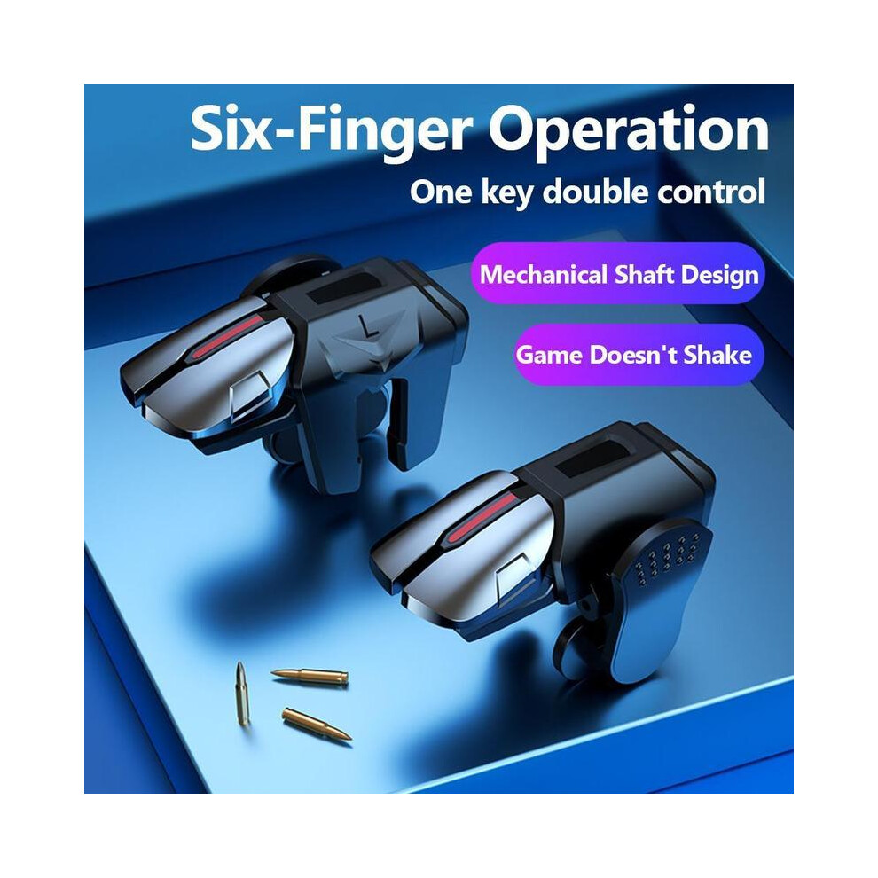 2Pcs 6 Finger Game Controller Gaming Aim Shooting Trigger Button for PUBG Mobile Kids Holiday Birthday Gifts