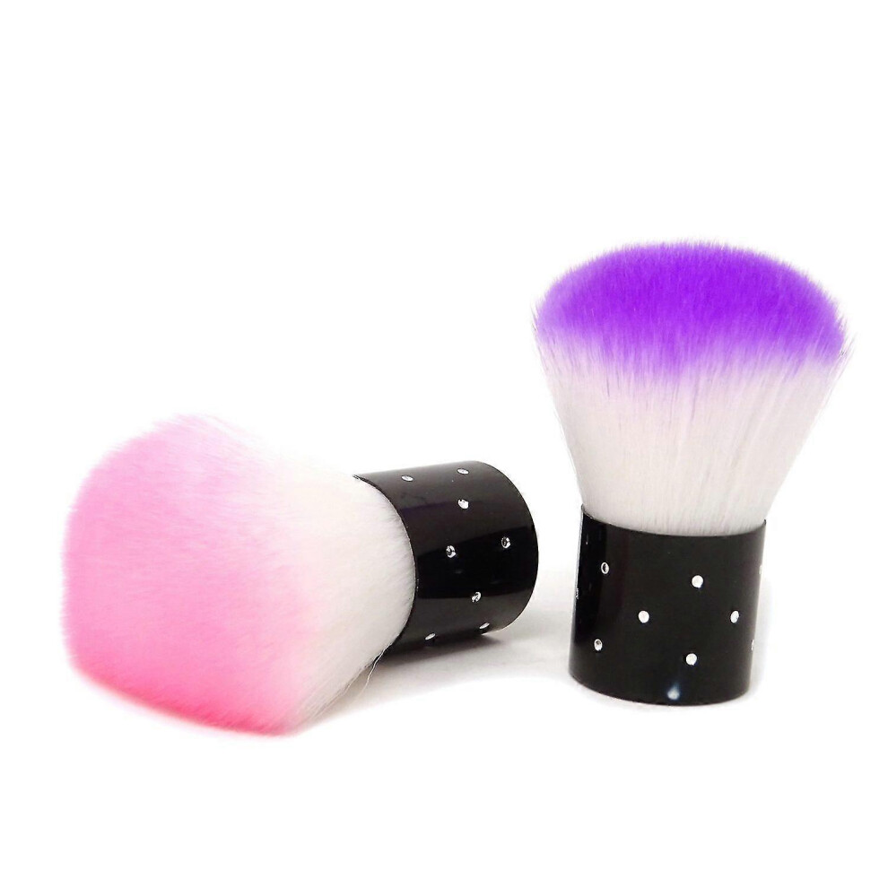 (As show, One size) 2pcs Versatile Portable Short Handle Brush Pink*Purple 6.5*2.7 cm-image-OPC-PG8DZ6X-NEW