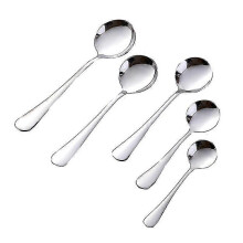 (As show, One size) Stainless Steel Tableware Round Spoon Coffee Spoon Soup Spoon Creative Cute Children's Spoon
