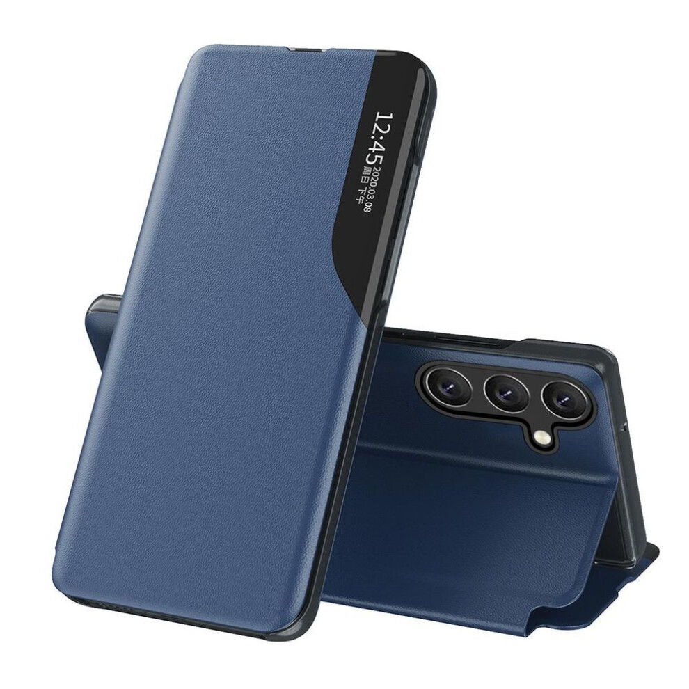 (blue, Redmi Note 11/Note 11S) Luxury Smart View Flip Phone Case Window Leather Back Cover for IPhone Samsung Huawei Xiaomi Redmi OPPO Realme