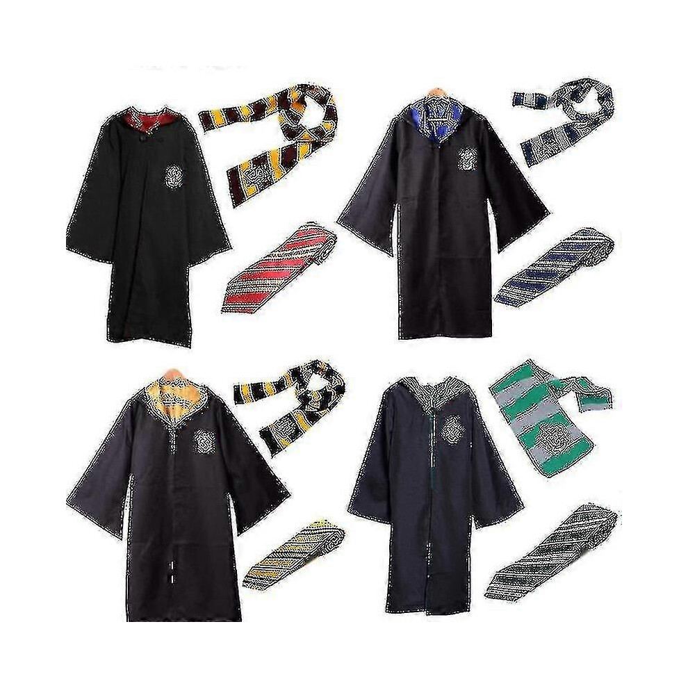 (Slytherin, Child 145) Harry Potter Gryffindor Ravenclaw Slytherin Robe Cloak Tie Costume Scarf