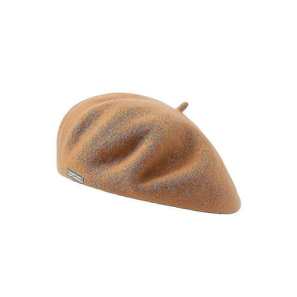 (Light Brown, One size) Wool French Beret Hat Solid Color Winter Warm Classic Berets For Women Girls-image-OPC-PG8F69B-NEW