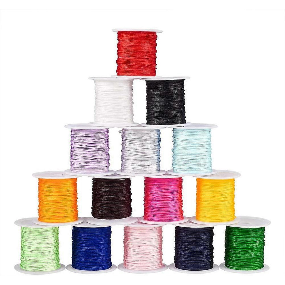 Konhill (As Show, One Size) 15 Colors 0.8Mm Nylon Beading String Chinese Knotting Cord Nylon Kumihimo Macrame Thread Beading Cord For Macrame Friendship Brace