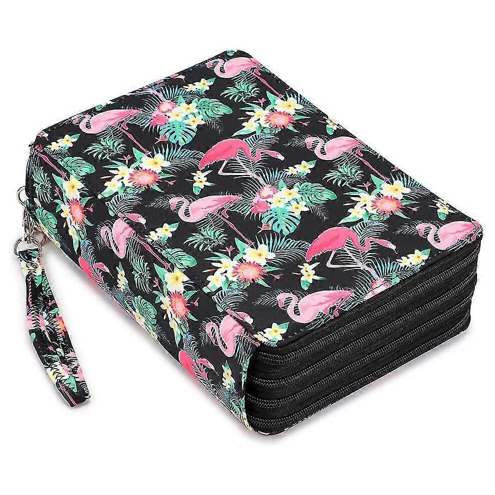 Konhill (As Show, One Size) Veeki Color Pencil Case, 200 Slot Pen Holder, Large Capacity Pencil Storage Case With Handle, Color Pencil Case With Printed Flami