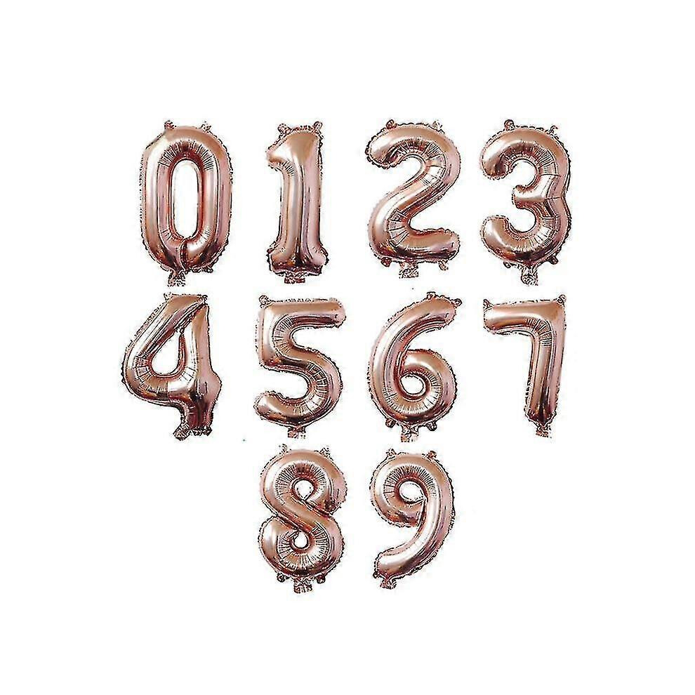 Konhill (As Show, One Size) 32 Inches Number Party Decorations Foil Balloons-Size,Color7,Rose Gold
