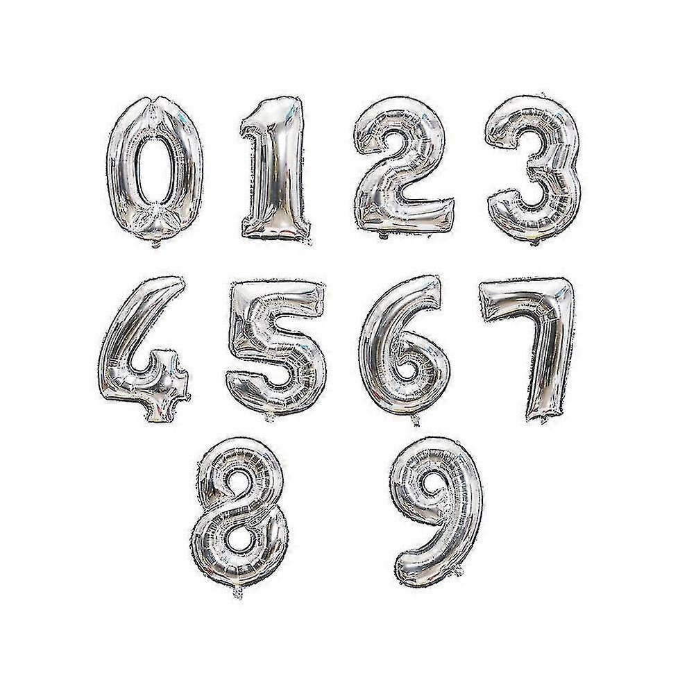 Konhill (As Show, One Size) 32 Inches Number Party Decorations Foil Balloons-Size,Color6, Silver