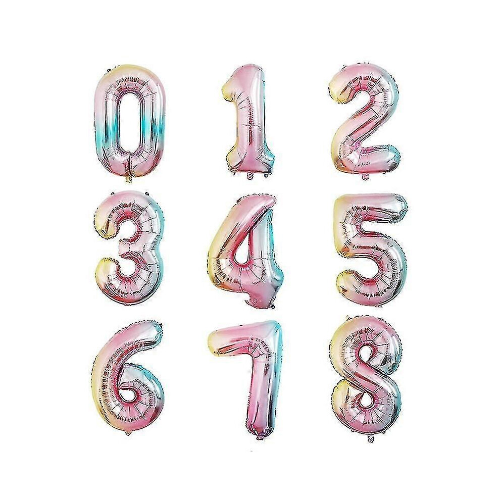 Konhill (As Show, One Size) 32 Inches Number Party Decorations Foil Balloons-Size,Color6,Rainbow