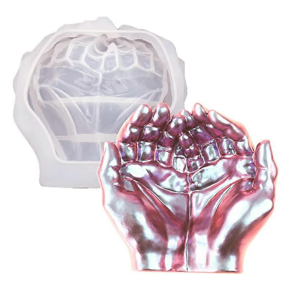 Konhill (As Show, One Size) Liangnv Resin Hands Molds Epoxy Ashtray Mold Tray Silicone Mould Diy Casting Molds For Moon Lamp Stand Jewelry Trinket Storage Hom