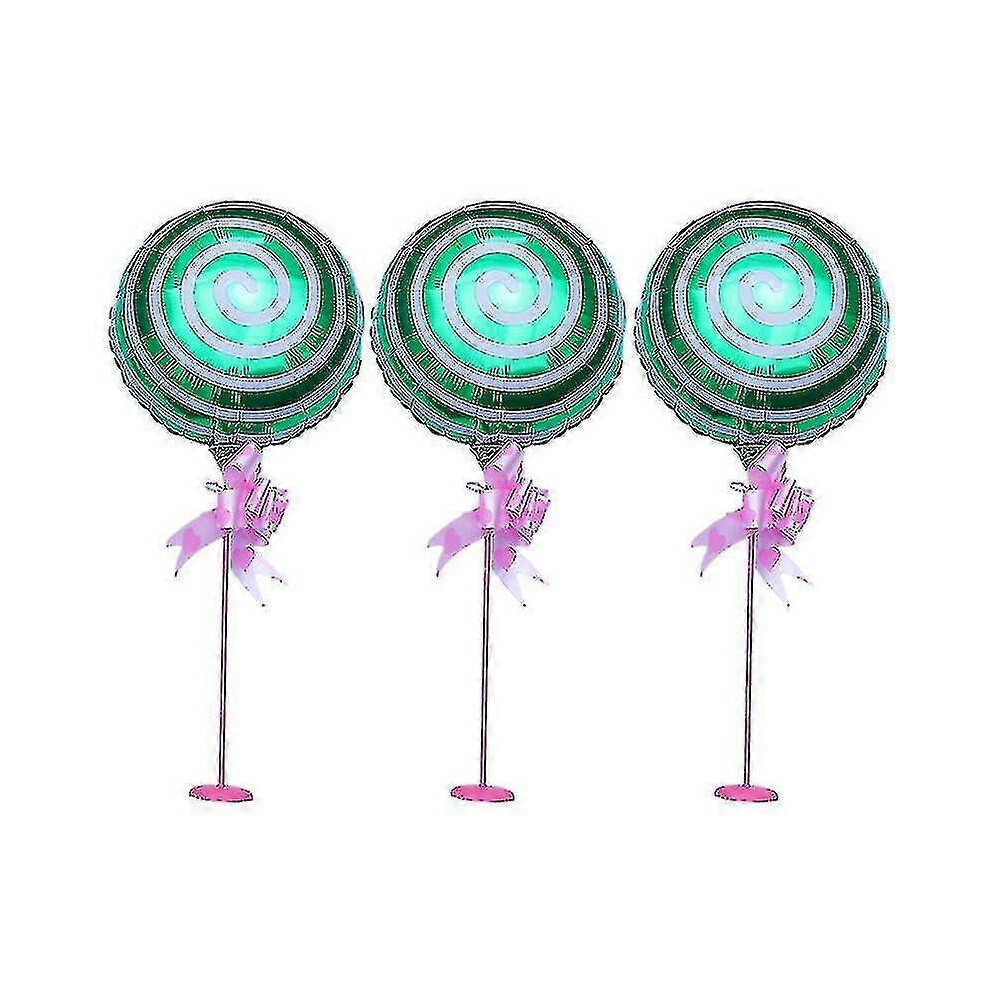 Konhill (As Show, One Size) Rl 3Pcs Lollipop Balloon Aluminum Foil Balloon Table Balloon Creative Table Balloon For Party Decoration Base Rod Collar Flower Co