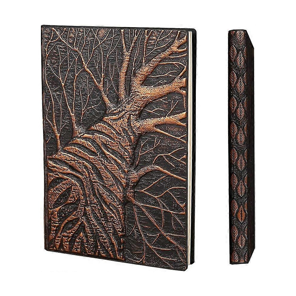 Konhill (As Show, One Size) Notebook Lined Ruled A5, Vintage Leather Travel Journal Retro Hardcover Diary Handmade Embossed Writing Notepad Planner Best Anniv