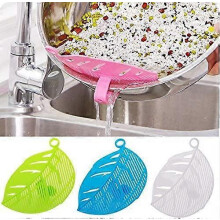 (As show, One size) Creative Kitchen Tool 3 PCS Clip-on Leakproof Rice Washer Frame Water Filter Leaf Shaped Handle Type