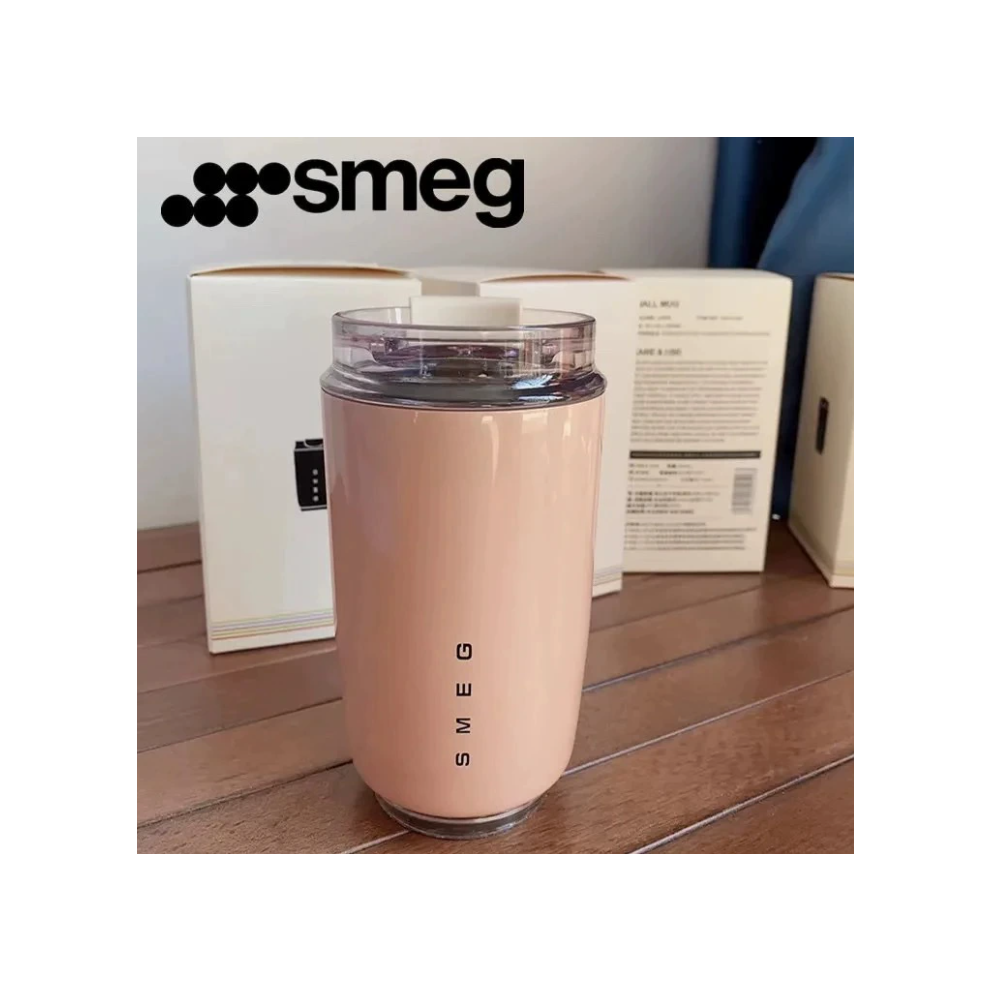 (pink) 320ml Smeg Coffee Mug Stainless Steel Travel Water Bottle Insulated Cup 8 Colors