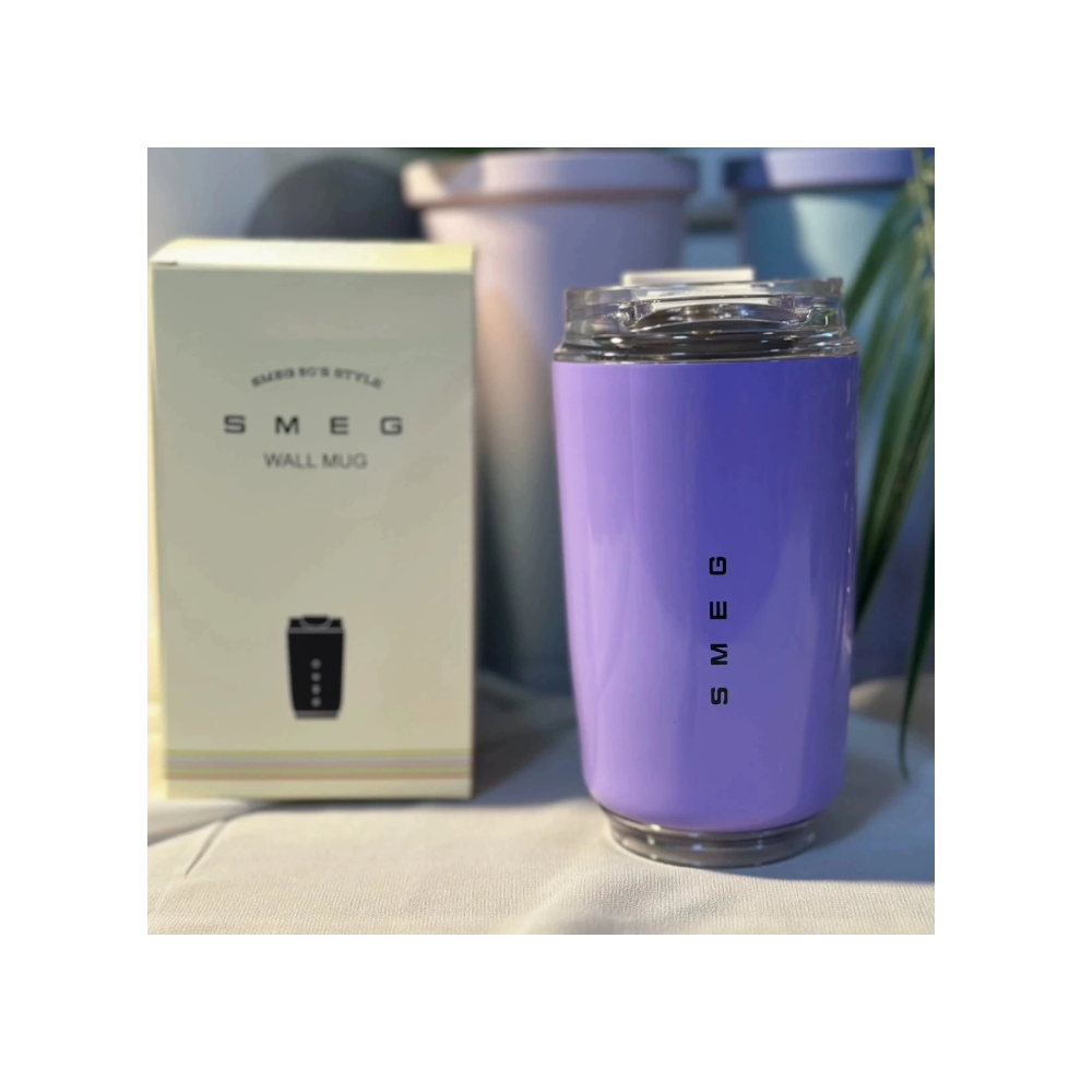 (purple) 320ml Smeg Coffee Mug Stainless Steel Travel Water Bottle Insulated Cup 8 Colors