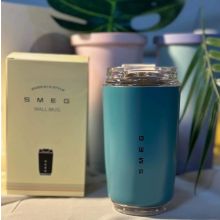 (blue) 320ml Smeg Coffee Mug Stainless Steel Travel Water Bottle Insulated Cup 8 Colors