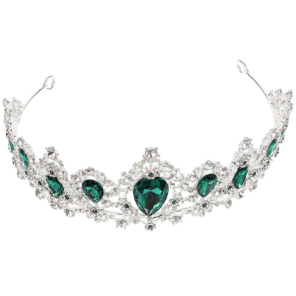 Kricely (As Shown, One Size) Royal Crystal Tiara Wedding Crown Headpieces Bridal Hair Accessories (Silver Base, Red) Red,Silver