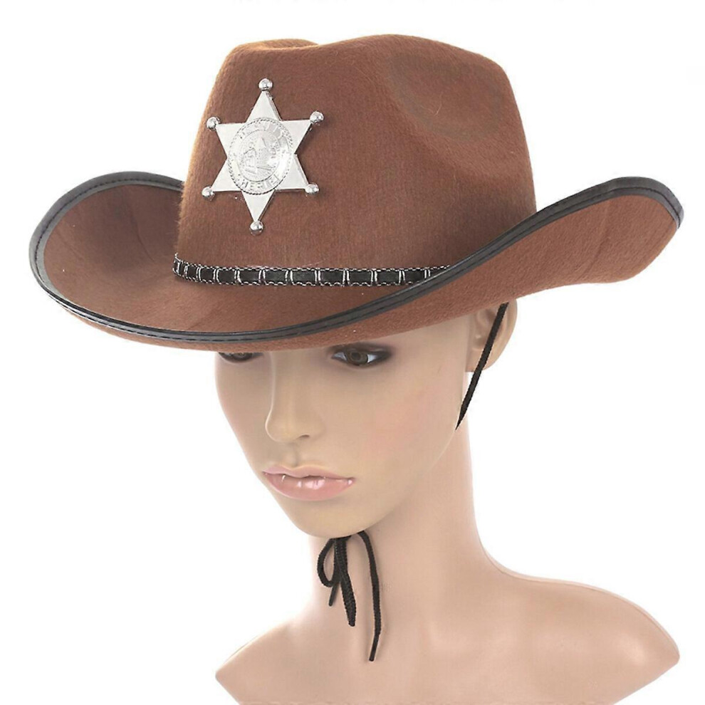Kricely (As Shown, One Size) Cowboy Western Wild West Sheriff Hat Fancy Dress Halloween Party Costume (Black) Black