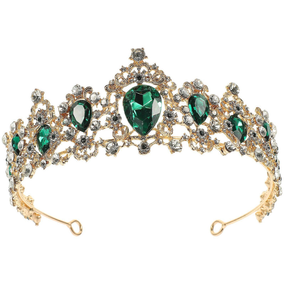 Kricely (Green, One Size) Royal Crystal Tiara Wedding Crown Headpieces Bridal Hair Accessories (Silver Base, Red) Green,Red,Silver