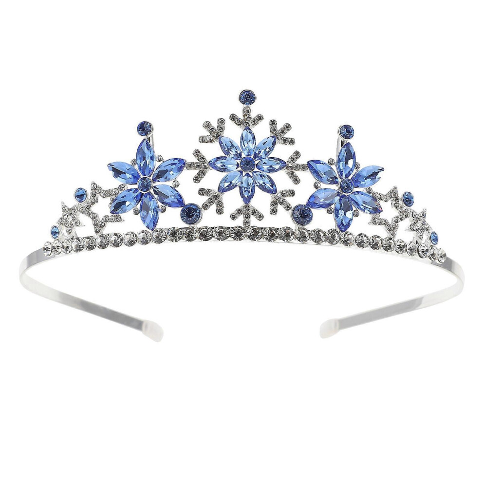 Kricely (As Show, One Size) 1Pc Snowflake Crown Headdress Unique Alloy Hairband Birthday Party Hairwear