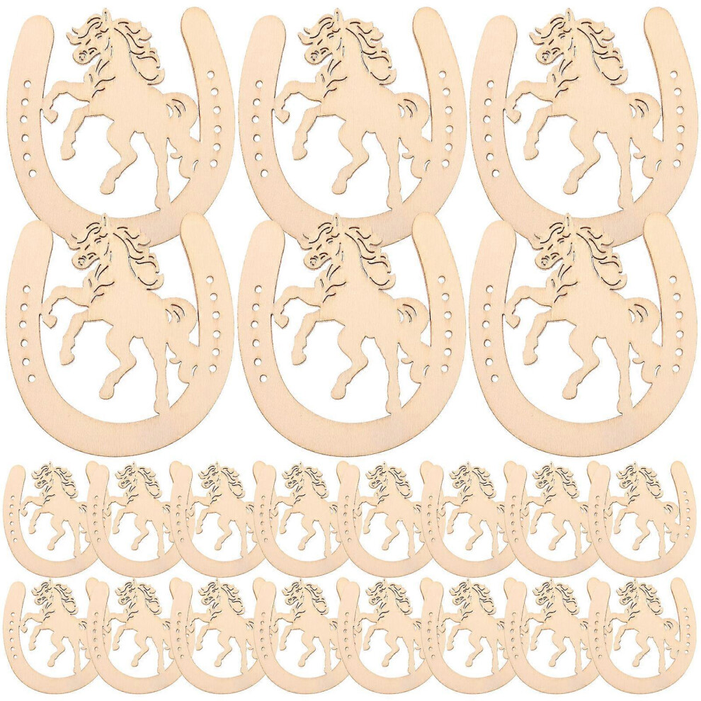 Kricely (As Show, One Size) 48Pcs Horseshoe Shape Unfinished Wooden Cutouts Unpainted Diy Wood Slices