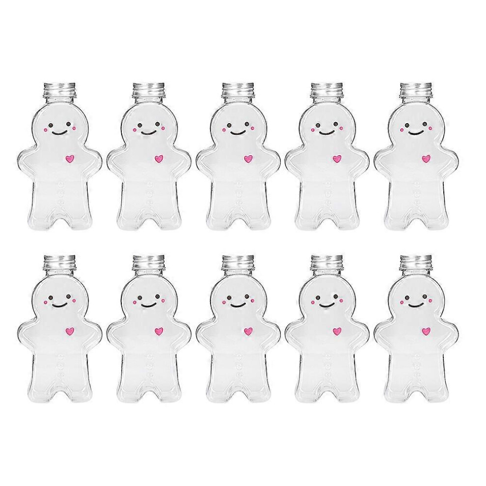 Photos - Other Tableware  10pcs Christmas Bottles Xmas Gingerbread Man Candy Jars Juice Bottles 500ml(Transparent, One size)
