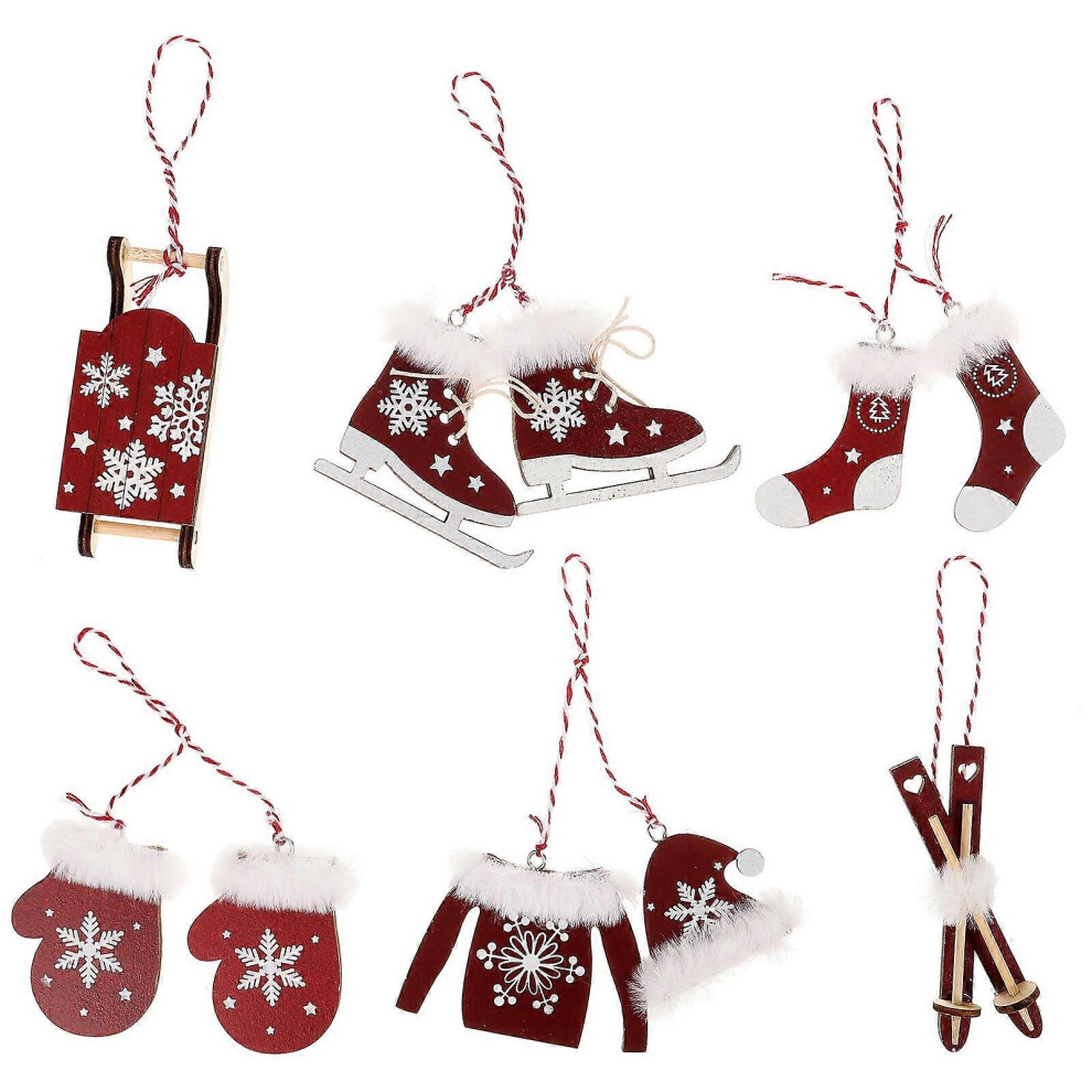 Kricely (As Show, One Size) 6Pcs Cute Christmas Tree Decoration Party Hanging Ornament Xmas Party Hanging Decor
