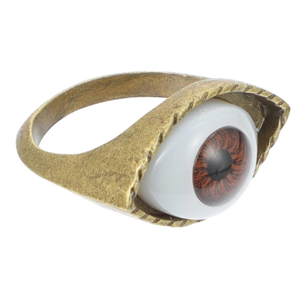 Kricely (As Show, One Size) Alloy Ring Exaggerated Eye Designed Finger Ring Vintage Ring Punk Style Finger Jewelry Brown