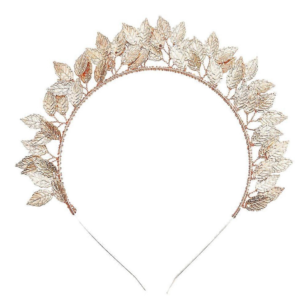Kricely (As Show, One Size) Fashion Shiny Leaves Design Headband Hair Elegant Exquisite Headdress For Women Girls (Golden)