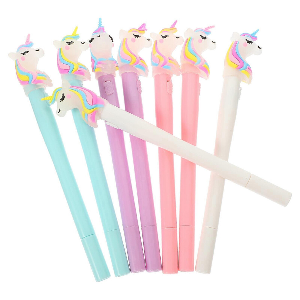 Kricely (As Show, One Size) 2Pcs Luminous Funny Pens Led Cartoon Shape Design Glow Pens Set For Kids (Unicorn)