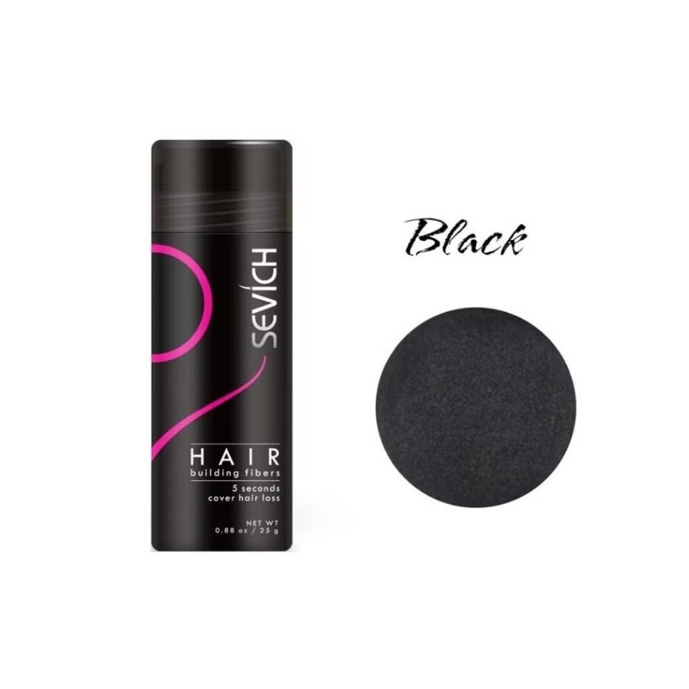 Black Sevich Hair Building Fibers (Black) Instant Remedy For Hair Loss Hair Fiber Powder For Thinning Hair & Bald Spots Hair Concealer Powder - 25G