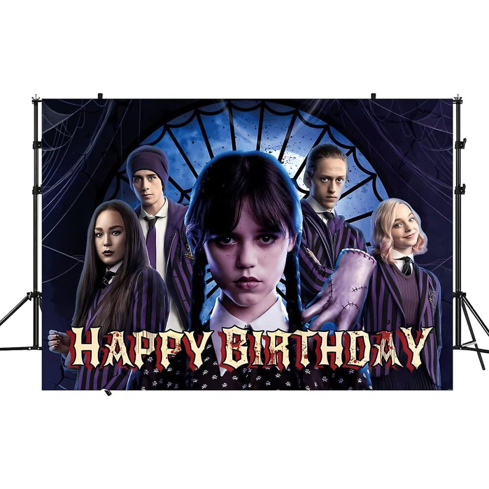 (As Show, One Size) 5X3ft Wednesday Addams Photography Vinyl Photo Background For Kids Birthday Party Backdrops Decoration (Wednesday) 5063855090577