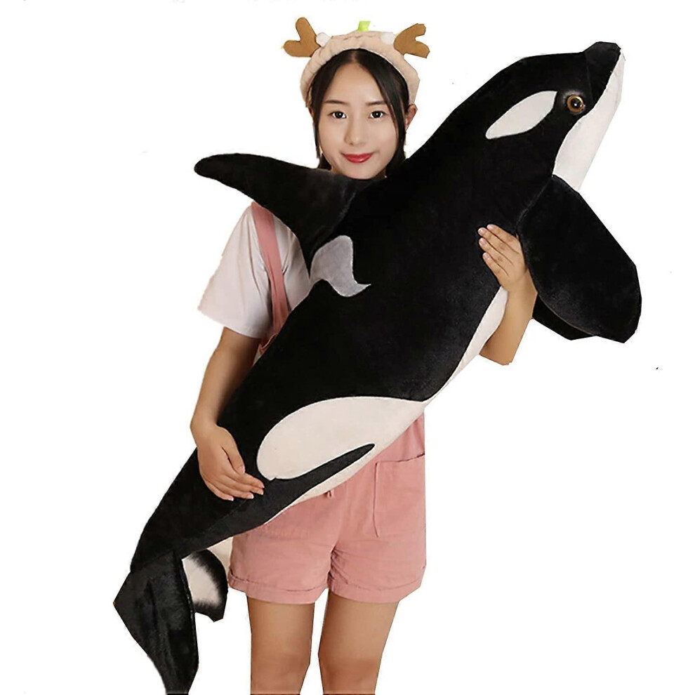 Konhill (As Show, One Size) Whale Plush Toy Lifelike Stuffed Animal, Simulation Killer Whale Doll, 19.6'' Orca Plush Toy, Plush Simulation Animal Gi