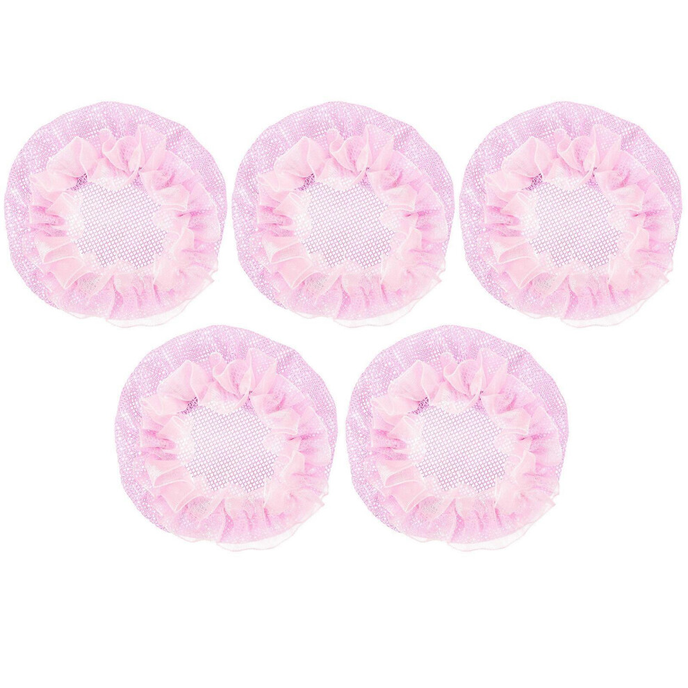 Kricely (As Show, One Size) 5Pcs Invisible Net Set Coil Hair Ornaments Hairnet Hair Nets Bun Cover Hair Accessories For Women Girls (Pink)