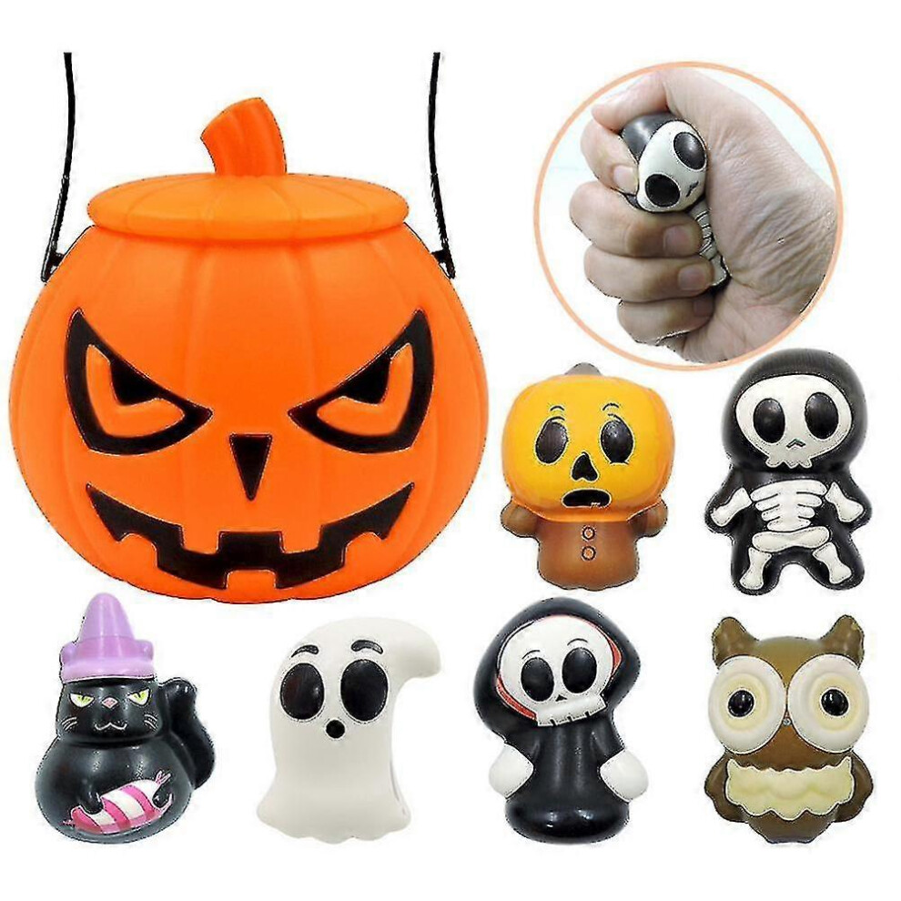 (Style 2, One size) Halloween Pumpkin Bucket Ghost Pressing Toy Sensory Toy Stress Relief Toys Halloween Party Favors Gift For Kids Adults-image-OPC-PG8FG9F-NEW