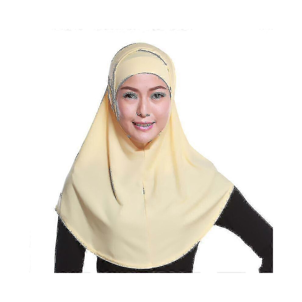(Beige, One size) Women Islamic Mu  Hijab Soft Shawl Full Cover Stretch Headwear-L-image-OPC-PG8FGKV-NEW