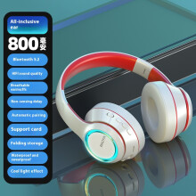 (Red) 2025 new Bluetooth headset headset e-sports game heavy bass folding card wireless headset mobile phone universal