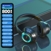 (Black) 2025 new Bluetooth headset headset e-sports game heavy bass folding card wireless headset mobile phone universal