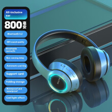 (Blue) 2025 new Bluetooth headset headset e-sports game heavy bass folding card wireless headset mobile phone universal