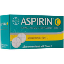 Aspirin Vitamin C Effervescent Tablets with 400 mg Acetylsalicylic & 240 mg Ascorbic for Reduce Fever & Pain Relief - 10's