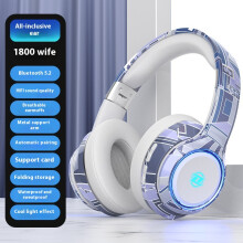 (Poetry and the distant white and blue) 2025 new national trend original Doodle headset Bluetooth headset private model e-sports high and low voice headset