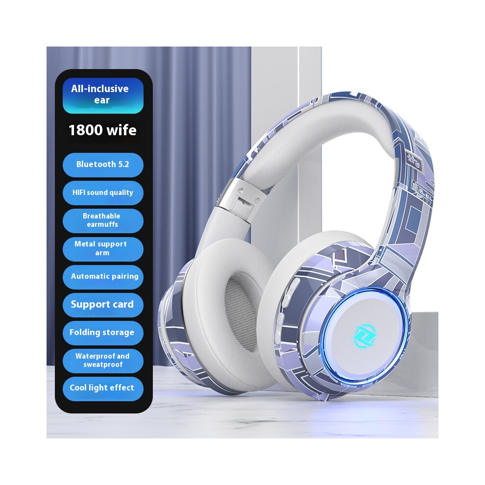 (Poetry and the distant white and blue) 2025 new national trend original Doodle headset Bluetooth headset private model e-sports high and low voice he-image-OPC-PG8FHCQ-NEW