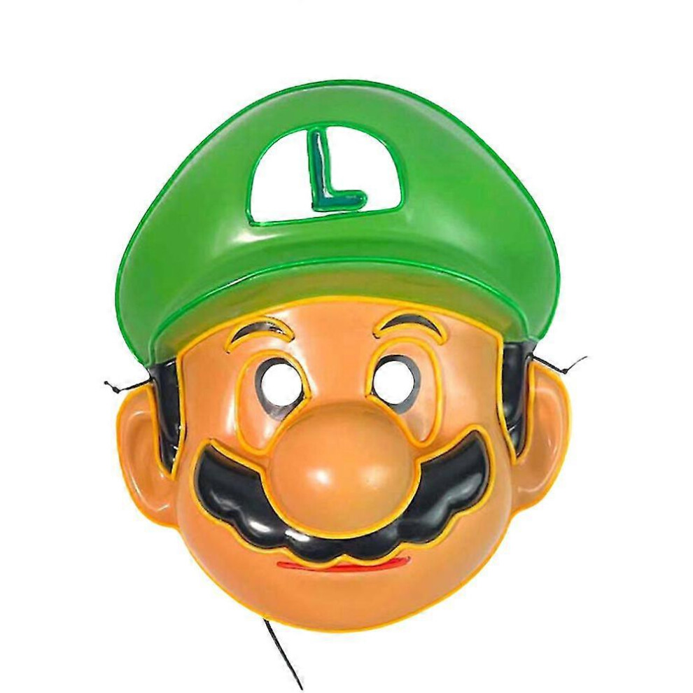 (Green, One size) Light Up Mario Mask Cosplay Masks Game Anime Festival Party Props Gifts Halloween Party-image-OPC-PG8FJ5W-NEW