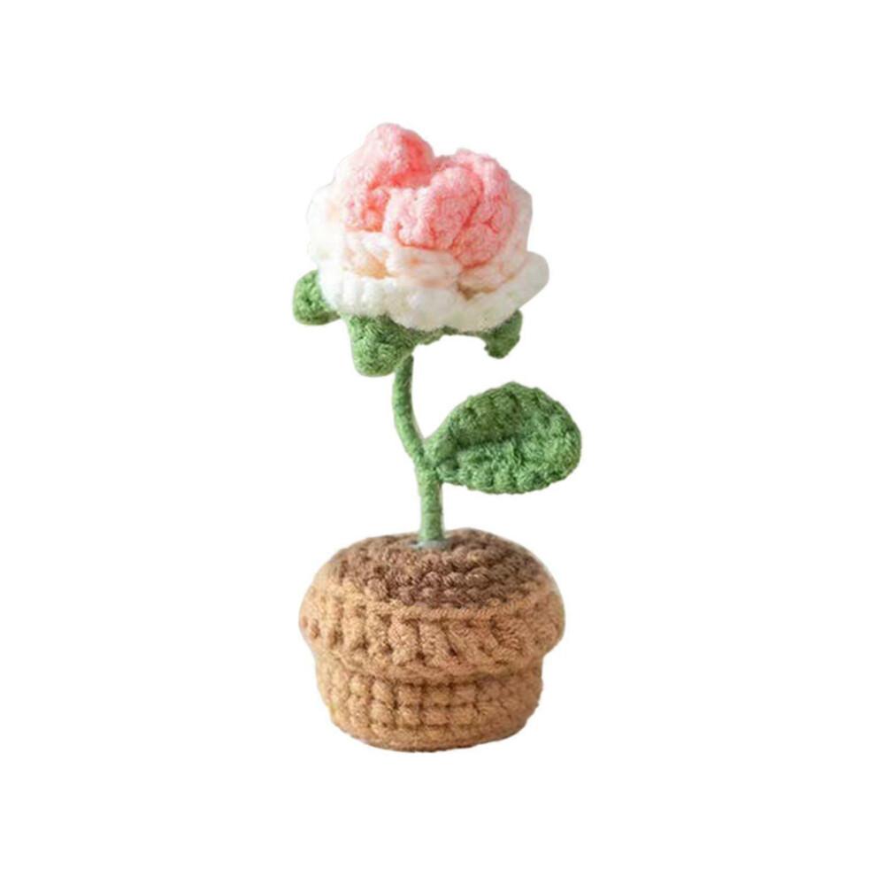 (rose, One size) Handmade Knitting Sunflower Flower Ideal Accessory Simulation Potted Decor Home-image-OPC-PG8FJHX-NEW