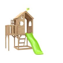 Treehouse Wooden Play Tower, with Wavy Slide, Wooden Balcony & Panel Kit - FSC certified